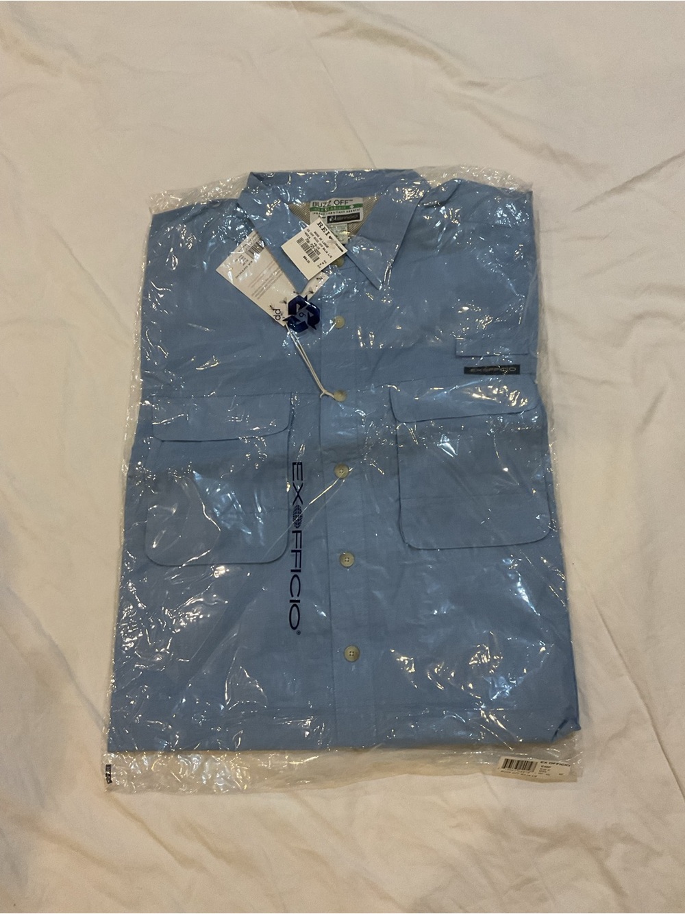 Exofficio Buzz Off Baja Light Blue Men's  Insect Shield Shirt